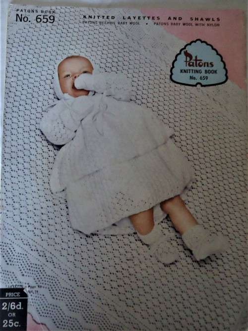 PATONS 659  KNITTING BOOK KNITTED LAYETTES AND SHAWLS - 24 A4 PAGES