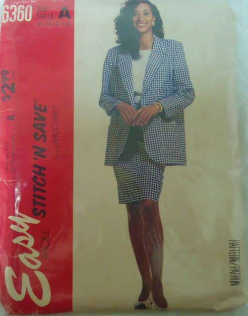 McCALLS 6360 UNLINED JACKET-TOP-SKIRT  SIZE A 8-10-12-14 COMPLETE-UNCUT-F/FOLDED