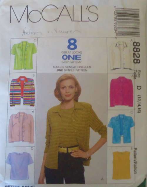 McCALLS 8828 SET OF SHIRT & TOPS SIZE D12-14-16 COMPLETE