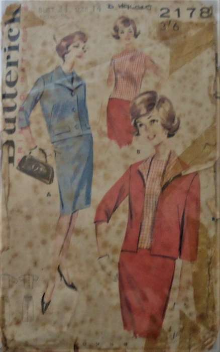 VINTAGE BUTTERICK PATTERN 2178 SUIT CO-ORDINATES SIZE 14 BUST 34`  COMPLETE-ZIPLOC BAG