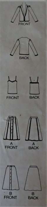 BUTTERICK 3132 JACKET-CAMISOLE-SKIRT SIZE 12 COMPLETE-PART CUT