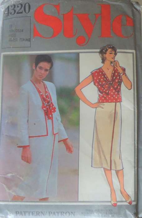 STYLE 4320 LINED JACKET-TOP-WRAP SKIRT SIZE 10-12-14 COMPLETE-UNCUT-F/FOLDED