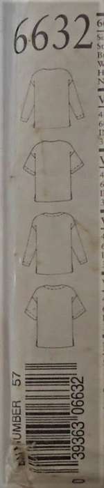 NEW LOOK PATTERNS 6632 SET OF TOPS SIZE 8 - 18 COMPLETE-ZIPLOC BAG
