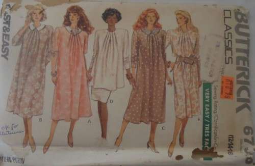 BUTTERICK 6736  MATERNITY DRESS-TOP-SKIRT SIZE 12-14-16 COMPLETE-UNCUT-F/FOLDED