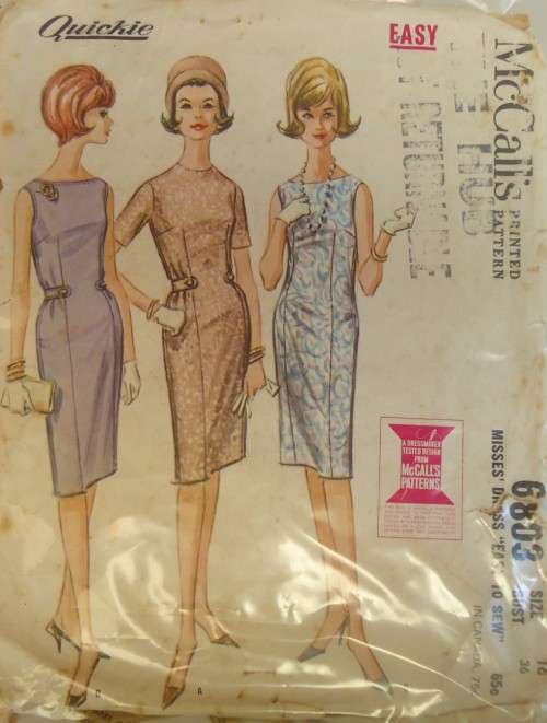 VINTAGE McCALLS 6803 ONE PIECE DRESS SIZE 14 BUST 34 COMPLETE-UNCUT-F/FOLDED