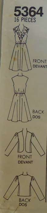 SIMPLICITY 5364  PULLOVER DRESS & UNLINED JACKET SIZE  10-12-14  COMPLETE
