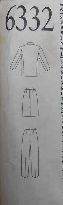 NEW LOOK PATTERNS 6332 JACKET-SKIRT-PANTS SIZES 8-18  COMPLETE-PART CUT-ZIPLOC
