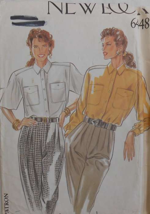 NEW LOOK PATTERNS 6448 SHORT & LONG SLEEVE SHIRT WITH POCKETS - SIZE 8-18 COMPLETE