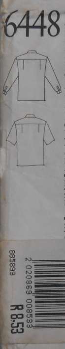 NEW LOOK PATTERNS 6448 SHORT & LONG SLEEVE SHIRT WITH POCKETS - SIZE 8-18 COMPLETE