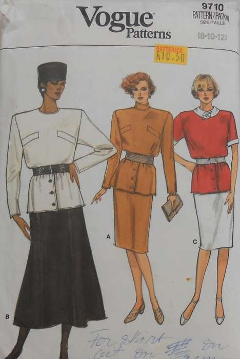 VOGUE 9710 TOP & SKIRT SIZES 8-10-12 COMPLETE-PART CUT - CUT TO SIZE 12