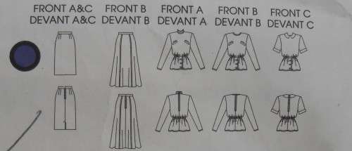 VOGUE 9710 TOP & SKIRT SIZES 8-10-12 COMPLETE-PART CUT - CUT TO SIZE 12