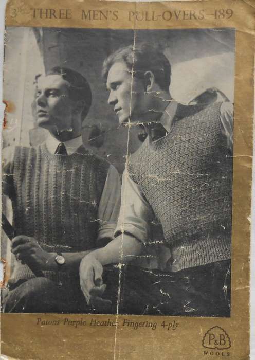 PATONS P&B  # 189 Three Men`sPullovers to FIT 35`