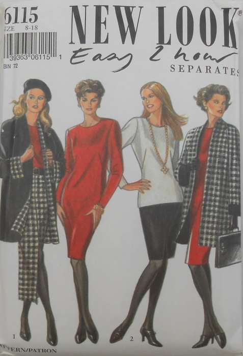 NEW LOOK PATTERNS 6115 COAT-TOP-DRESS-SKIRT SIZES 8-18 COMPLETE-PART CUT