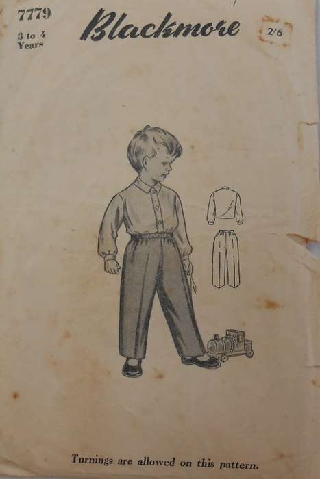 VINTAGE BLACKMORE PATTERN 7779 BOYS PANTS & SHIRT SIZE 3- 4 YEARS COMPLETE