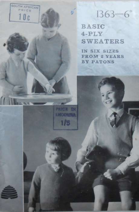P&B #1363 `BASIC 4 PLY SWEATERS IN 6 SIZES FROM 2 YEARS`