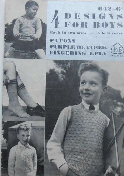 PATONS #642 PURPLE HEATHER FINGERING 4-PLY  - 4 DESIGNS FOR BOYS