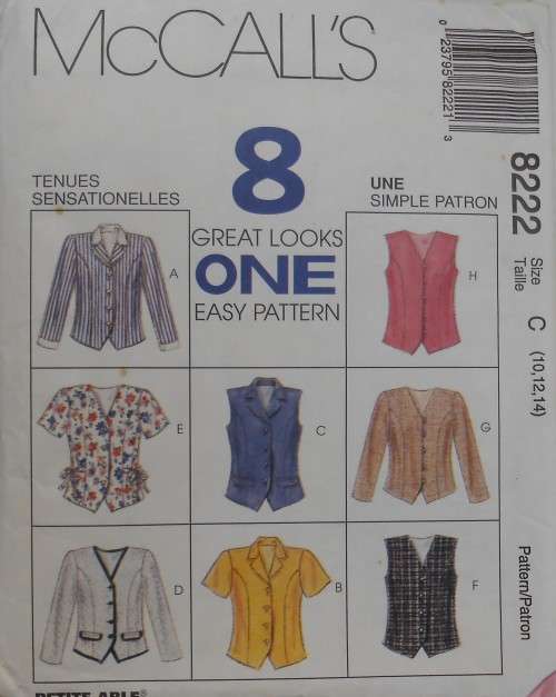 McCALLS 8222 TOPS SIZE C 10-12-14 -CUT TO 14 COMPLETE