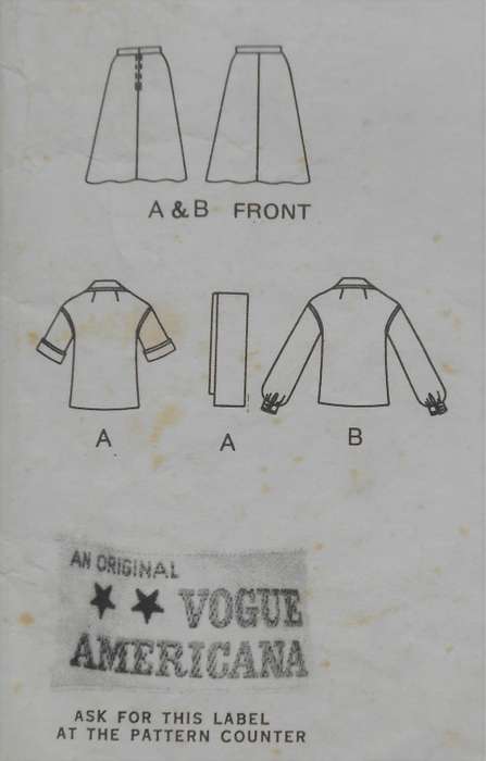 VOGUE 1229 TOP-SKIRT-SCARF SIZE 14 BUST 92 CM/36 COMPLETE ZIPLOC BAG