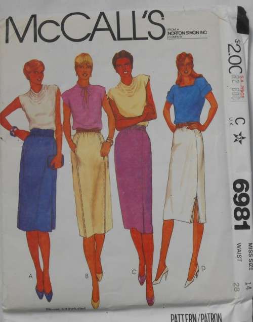 McCALLS 6981 SET OF SKIRTS SIZE 14 COMPLETE-UNCUT-F/FOLDED