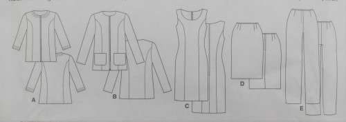 BUTTERICK B5719 WOMENS JACKET-DRESS-SKIRT-PANTS SIZE B5 8-10-12-14-16 COMPLETE-PART CUT