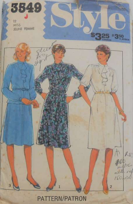 STYLE 3549 PULLOVER DRESS OR TOP & SKIRT SIZE 12 - COMPLETE