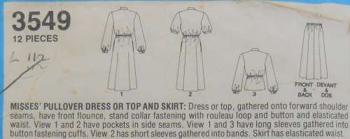 STYLE 3549 PULLOVER DRESS OR TOP & SKIRT SIZE 12 - COMPLETE