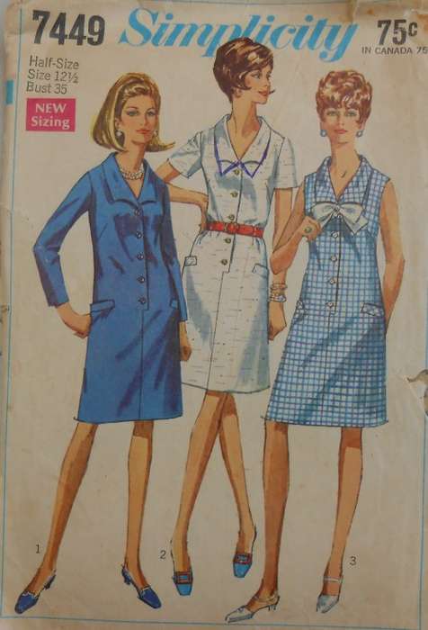 VINTAGE SIMPLICITY 7449 STEP IN DRESS SIZE 12 1/2 35 SEE LISTING