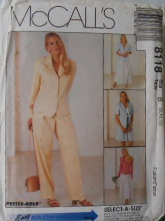 McCALLS 8118 LINED JACKET-PANTS-SHORTS-SKIRT SIZE 10-12-14 COMPLETE-UNCUT-F/FOLDED