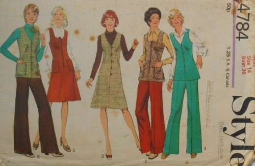 STYLE 4784 PINAFORE DRESS-TUNIC-PANTS SIZE 14 BUST 36  COMPLETE