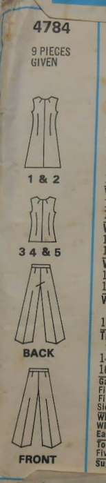 STYLE 4784 PINAFORE DRESS-TUNIC-PANTS SIZE 14 BUST 36  COMPLETE