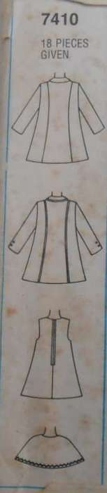 SIMPLICITY 7410 GIRLS DRESS-PINAFORE-COAT-DETACH CAPE SIZE 3 YEARS CHEST 56 CM/22 COMPLETE