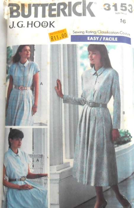 BUTTERICK 3153 LOOSE FITTING SHIRT & SKIRT SIZE 16- COMPLETE