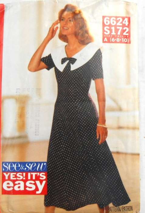 BUTTERICK 6624 FITTED & FLARED DRESS SIZE 6-8-10 COMPLETE-UNCUT-F/FOLDED