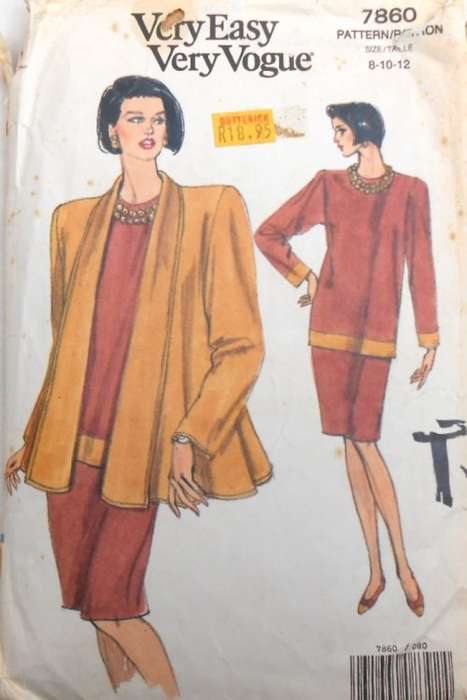 VOGUE 7860 JACKET-TOP-SKIRT SIZE 8-10-12 COMPLETE-ZIPLOC