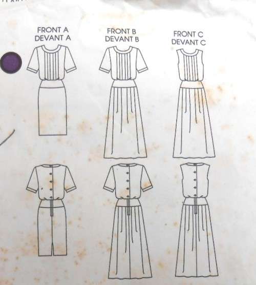 VOGUE 9910 LOOSE FITTING DRESS SIZE 8-10-12 COMPLETE CUT TO 12