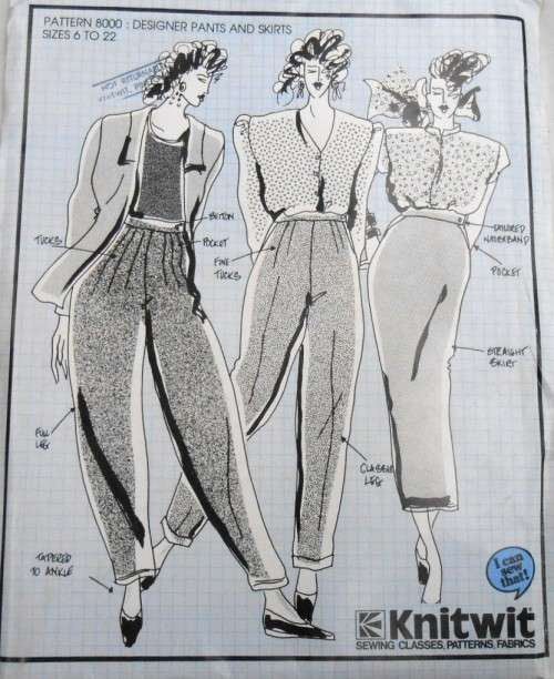 KNITWIT PATTERN 8000 DESIGNER PANTS & SKIRTS SIZES LADIES 6 - 22