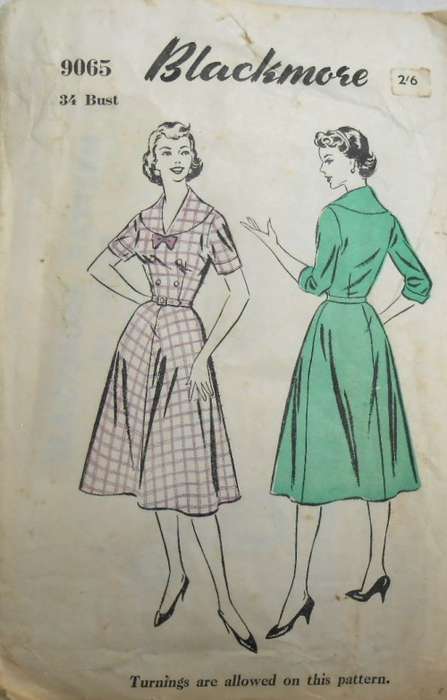VINTAGE BLACKMORE PATTERN 9065 LADIES DRESS SIZE 34 BUST COMPLETE-UNCUT-F/FOLDED