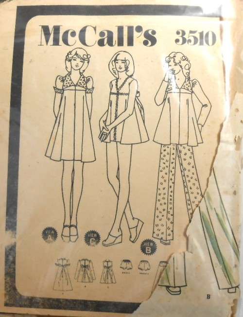 VINTAGE McCALLS 3510 DRESS-TOP-PANTS-SWIMSUIT SIZE 12 BUST 34 -COMPLETE-COVER FRONT MISSING
