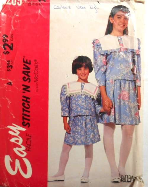 McCALLS 6269 GIRLS TOP & SKIRT SIZE A 3-4-5 YEARS COMPLETE-UNCUT-F/FOLDED