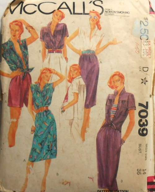 McCALLS 7039 BLOUSE-SKIRT-PANTS-SHORTS SIZE 14 BUST 36 COMPLETE-PART CUT