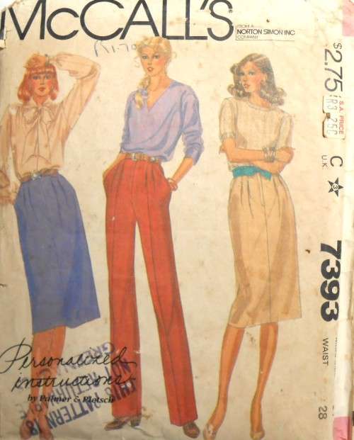 VINTAGE McCALLS 7393 SKIRT & PANTS SIZE 14 WAIST 28 COMPLETE