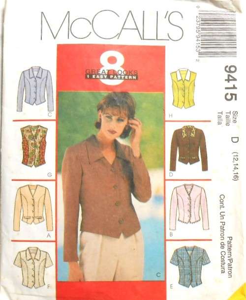 McCALLS 9415 SET OF TOPS SIZE 12-14-16 COMPLETE-UNCUT-F/FOLDED