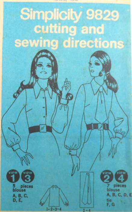 SIMPLICITY 9829 BLOUSE & TIE SIZE 14 BUST 36 COMPLETE-UNCUT-F/FOLDED-NO COVER