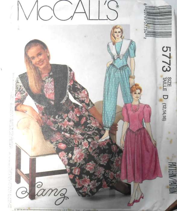 McCALLS 5773 JUMPSUIT-DRESS-DETACHABLE COLLAR SIZE 12-14-16 COMPLETE-UNCUT-F/FOLDED