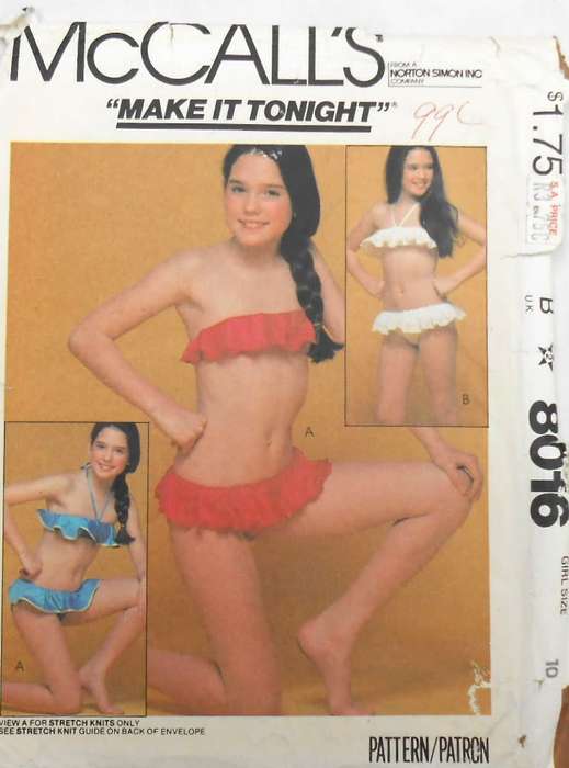 McCALLS 8016 GIRLS BATHING SUIT SIZE 10 YEARS COMPLETE-UNCUT-F/FOLDED