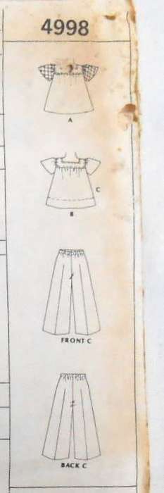 VINTAGE McCALLS 4998 GIRLS DRESS-TOP-PANTS SIZE 4 YEARS BREAST 58 CM COMPLETE-UNCUT-F/FOLDED