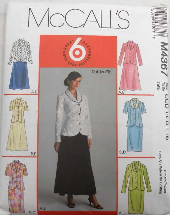 McCALLS M4367 TOPS & SKIRTS IN 2 LENGTHS SIZE 10-12-14-16 SEE LISTING