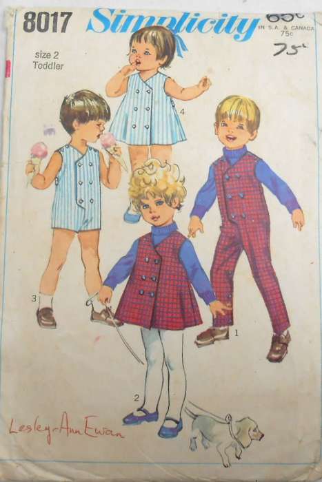 SIMPLICITY 8017 TODDLERS JUMPSUIT-DRESS-PINAFORE SIZE 2 YEARS COMPLETE