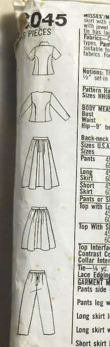 SIMPLICITY 8045 SKIRT-PANTS-TOP-TIE SIZE 6-12 COMPLETE - MOSTLY UNCUT