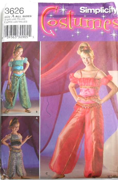 SIMPLICITY COSTUMES 3626-BELLY DANCER COSTUMES SIZE SEE LISTING FOR SIZING COMPLETE-PART CUT